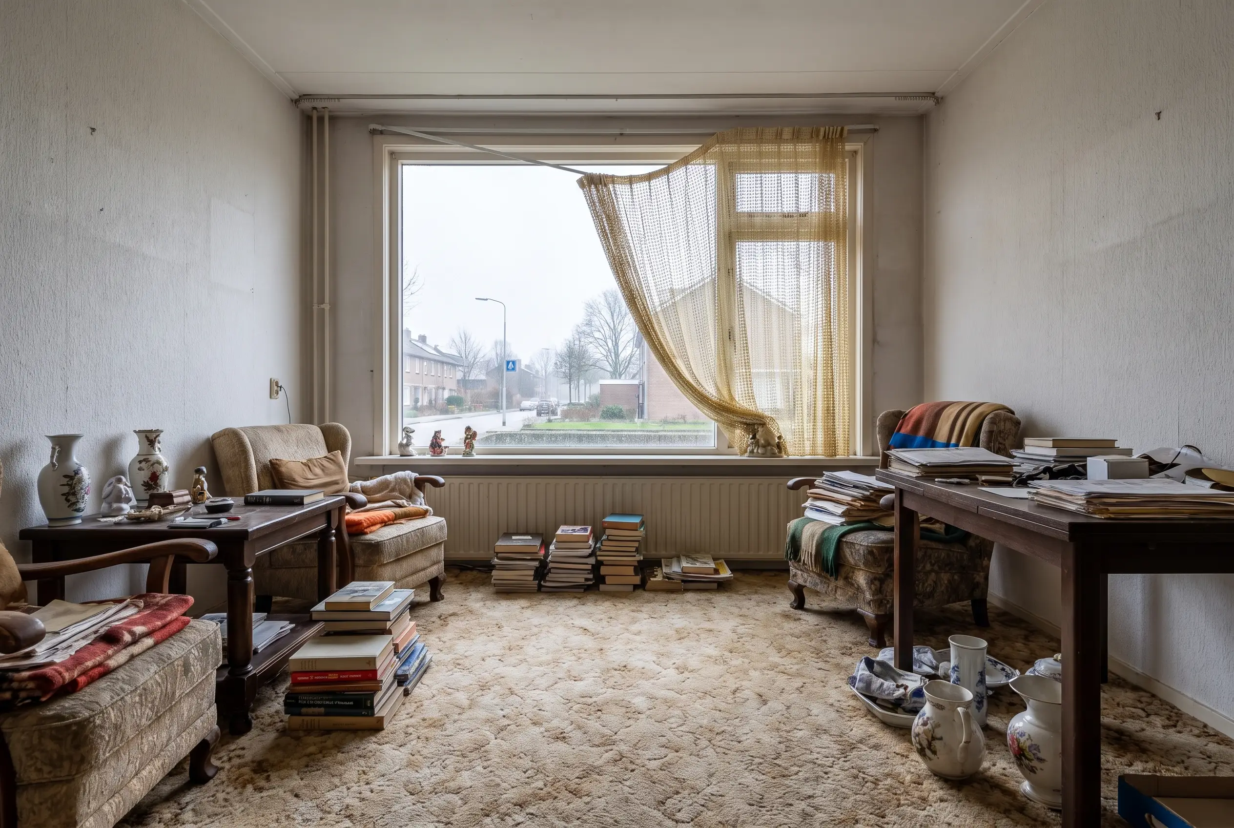 Woonkamer voor de renovatie